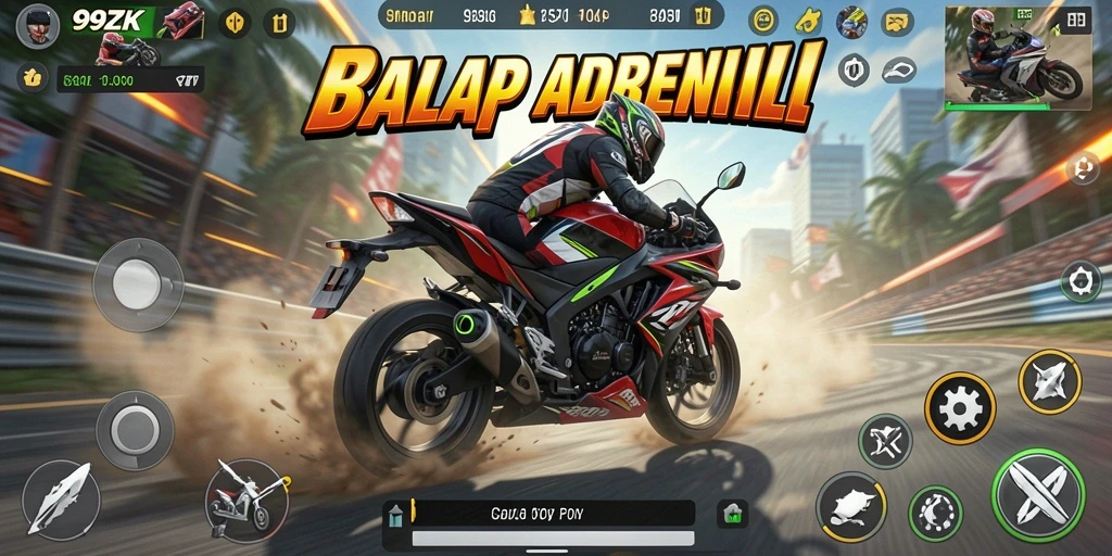Tampilan gameplay seru balap motor di 99ZK.