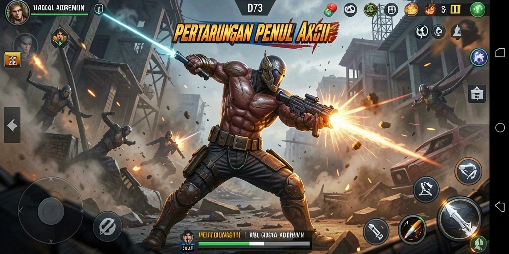 Tangkapan layar D73 menunjukkan aksi seru dalam pertempuran yang mendebarkan.