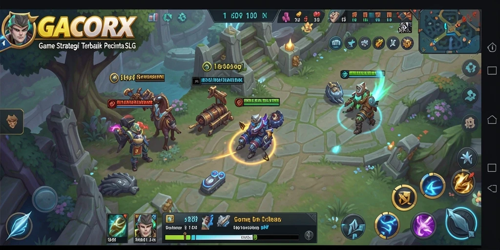 Tangkapan layar GACORX menampilkan aksi pertempuran seru dalam game SLG.