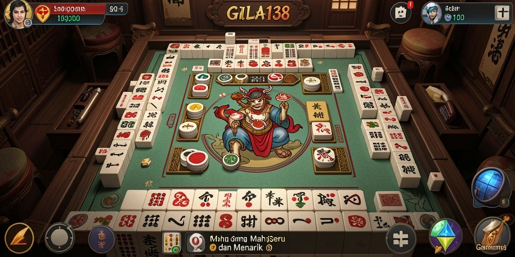 Gameplay seru dalam GILA138 dengan ubin Mahjong berwarna-warni.
