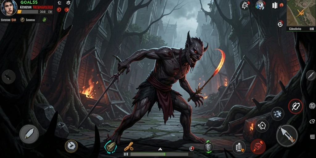 Tampilan gameplay GOAL55 yang menakutkan dan mencekam.