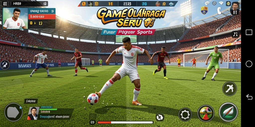 Tangkapan layar utama menampilkan aksi intens dalam game olahraga.