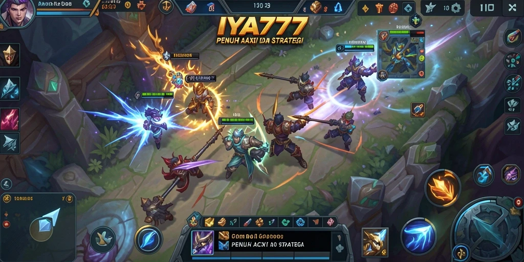 Tampilan pertarungan intens dalam permainan MOBA IYA777.