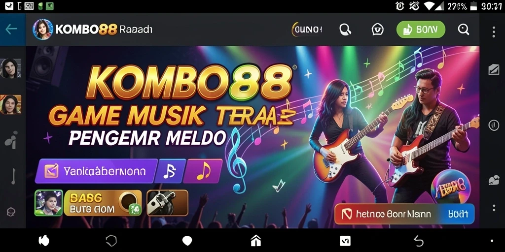 Screenshot gameplay KOMBO88 yang menampilkan momen seru bermain musik.