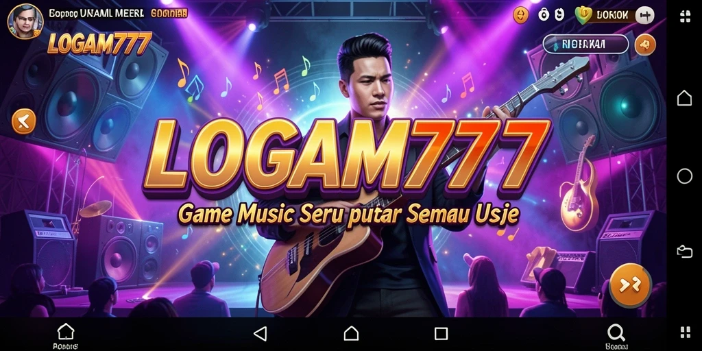 Tampilan gameplay LOGAM777 dengan berbagai pilihan lagu dan tantangan musik.