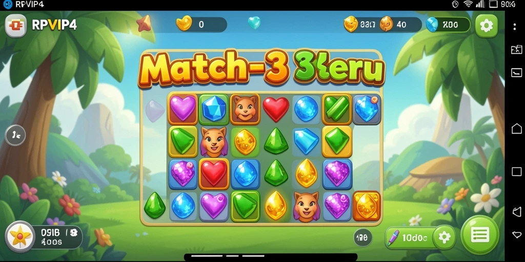 Screenshot RPVIP4 menampilkan gameplay Match-3 yang memikat.