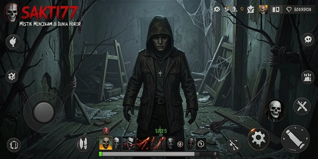 Tampilan gameplay SAKTI77 yang mencekam di dunia horor.