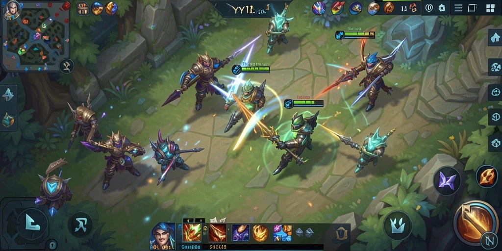 Tampilan screenshot utama YY123 menampilkan aksi seru dalam pertempuran MOBA.